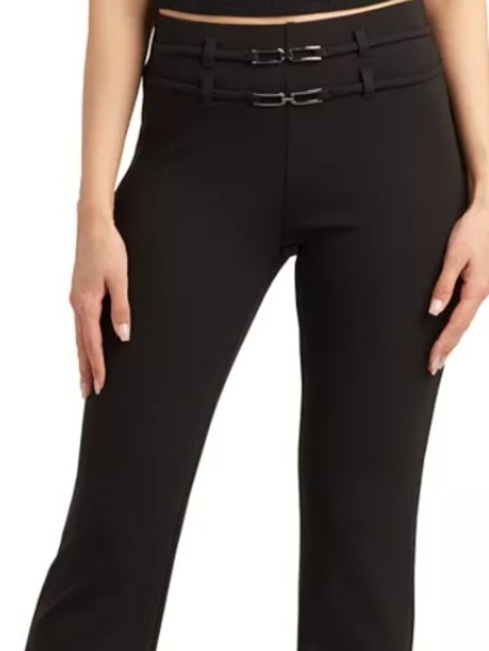 BCX Juniors' Scuba Double-Belt Flared-Leg Ankle Pants NWT